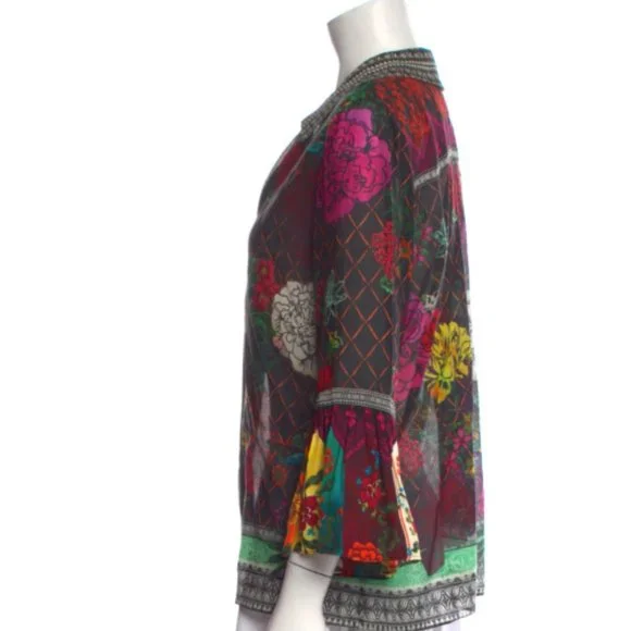 ALICE + OLIVIA Printed V-Neck Blouse - Picture 2 of 4